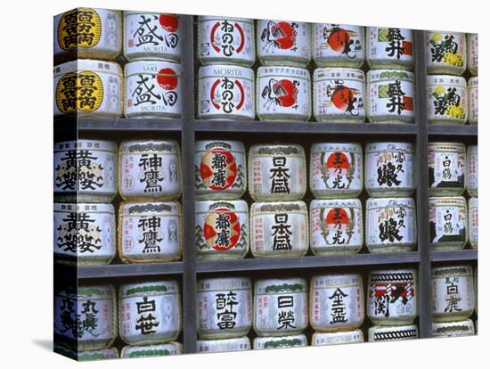 Sake Barrels, Tsuruoka Hachmangu Shrine, Kamakura, Japan-Rob Tilley-Stretched Canvas