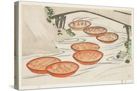 Sake Cups in a River, C.1854-59-Shumpo-Stretched Canvas