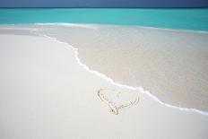 Heart Drawn on an Empty Tropical Beach, Maldives, Indian Ocean, Asia-Sakis-Framed Photographic Print