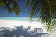 Two deck chairs under palm trees and tropical beach, The Maldives, Indian Ocean, Asia-Sakis Papadopoulos-Photographic Print