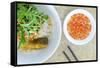 Salad and hot sauce, Vietnamese food, Vietnam, Indochina, Southeast Asia, Asia-Alex Robinson-Framed Stretched Canvas