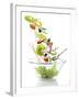 Salad Ingredients Falling into a Glass Bowl-Caroline Martin-Framed Photographic Print