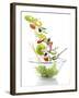 Salad Ingredients Falling into a Glass Bowl-Caroline Martin-Framed Photographic Print