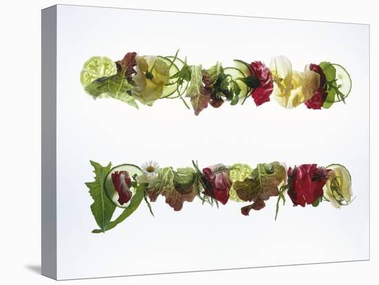 Salad Leaves with Meadow Flowers-Luzia Ellert-Stretched Canvas