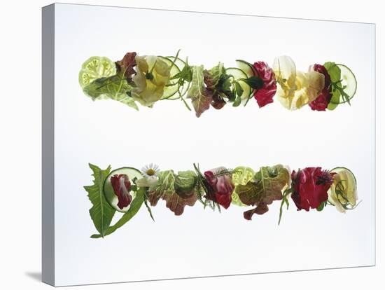 Salad Leaves with Meadow Flowers-Luzia Ellert-Stretched Canvas