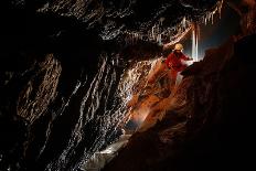 Cave Explorer, Speleologist Exploring the Underground-salajean-Photographic Print