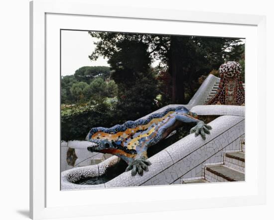 Salamander in Majolica Enamel in the Double Staircase with a Waterfall-null-Framed Giclee Print