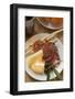 Salami, Cheese, Olives and Grissini on Plate-Foodcollection-Framed Photographic Print