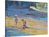 Salcombe Beach, Children-Jennifer Wright-Stretched Canvas