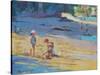 Salcombe Beach, Children-Jennifer Wright-Stretched Canvas