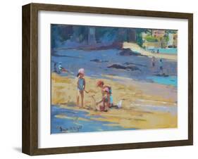 Salcombe Beach, Children-Jennifer Wright-Framed Giclee Print