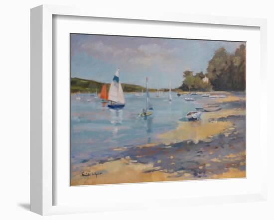 Salcombe, Red Sail-Jennifer Wright-Framed Giclee Print