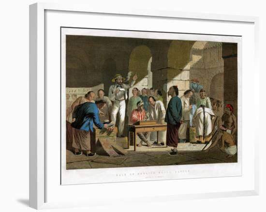 Sale of English Goods, Canton, 1858-Charles Wirgman-Framed Giclee Print