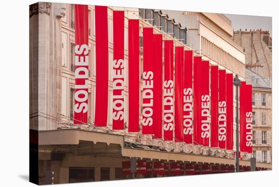 Sale Sign Banners in Central Paris, France, Europe-Julian Elliott-Stretched Canvas