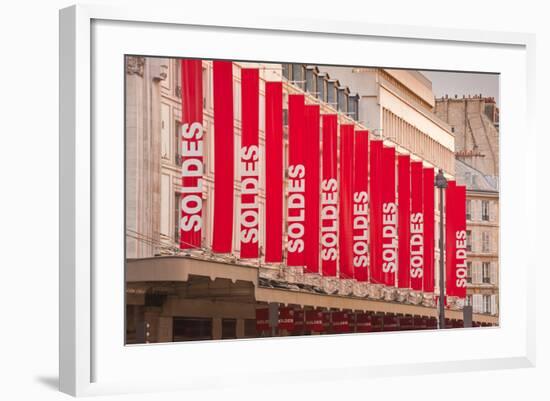 Sale Sign Banners in Central Paris, France, Europe-Julian Elliott-Framed Photographic Print