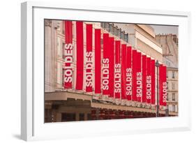 Sale Sign Banners in Central Paris, France, Europe-Julian Elliott-Framed Photographic Print