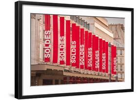 Sale Sign Banners in Central Paris, France, Europe-Julian Elliott-Framed Photographic Print