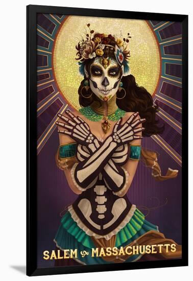 Salem, Massachusetts - Day of the Dead Crossbones-Lantern Press-Framed Art Print