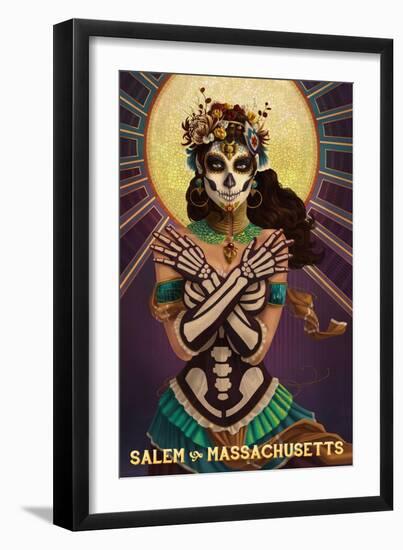 Salem, Massachusetts - Day of the Dead Crossbones-Lantern Press-Framed Art Print