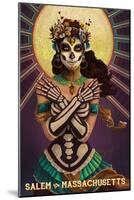 Salem, Massachusetts - Day of the Dead Crossbones-Lantern Press-Mounted Art Print