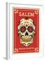 Salem, Massachusetts - Day of the Dead - Sugar Skull and Flower Pattern-Lantern Press-Framed Art Print