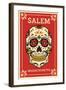 Salem, Massachusetts - Day of the Dead - Sugar Skull and Flower Pattern-Lantern Press-Framed Art Print