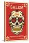 Salem, Massachusetts - Day of the Dead - Sugar Skull and Flower Pattern-Lantern Press-Stretched Canvas