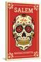 Salem, Massachusetts - Day of the Dead - Sugar Skull and Flower Pattern-Lantern Press-Stretched Canvas