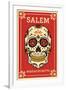 Salem, Massachusetts - Day of the Dead - Sugar Skull and Flower Pattern-Lantern Press-Framed Art Print