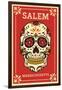 Salem, Massachusetts - Day of the Dead - Sugar Skull and Flower Pattern-Lantern Press-Framed Art Print