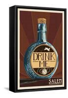 Salem, Massachusetts - Drink Me Bottle-Lantern Press-Framed Stretched Canvas