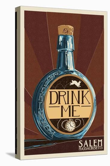 Salem, Massachusetts - Drink Me Bottle-Lantern Press-Stretched Canvas