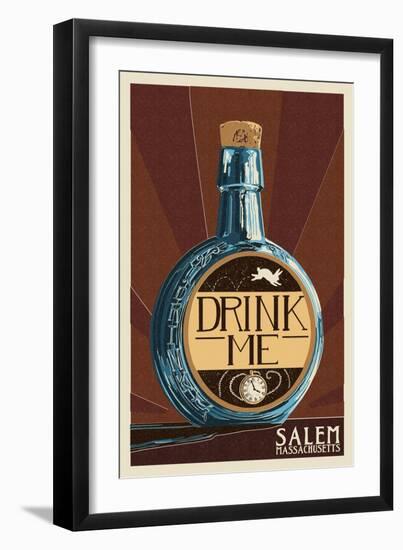 Salem, Massachusetts - Drink Me Bottle-Lantern Press-Framed Art Print