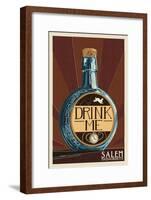 Salem, Massachusetts - Drink Me Bottle-Lantern Press-Framed Art Print