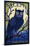 Salem, Massachusetts - Owl Mosaic-Lantern Press-Mounted Art Print