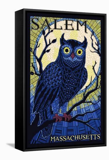 Salem, Massachusetts - Owl Mosaic-Lantern Press-Framed Stretched Canvas