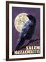 Salem, Massachusetts - Raven and Moon Purple Sky-Lantern Press-Framed Art Print