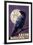 Salem, Massachusetts - Raven and Moon Purple Sky-Lantern Press-Framed Art Print