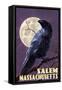 Salem, Massachusetts - Raven and Moon Purple Sky-Lantern Press-Framed Stretched Canvas