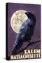 Salem, Massachusetts - Raven and Moon Purple Sky-Lantern Press-Stretched Canvas