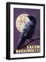 Salem, Massachusetts - Raven and Moon Purple Sky-Lantern Press-Framed Art Print