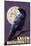 Salem, Massachusetts - Raven and Moon Purple Sky-Lantern Press-Mounted Art Print