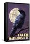 Salem, Massachusetts - Raven and Moon Purple Sky-Lantern Press-Framed Stretched Canvas