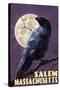 Salem, Massachusetts - Raven and Moon Purple Sky-Lantern Press-Stretched Canvas