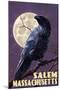 Salem, Massachusetts - Raven and Moon Purple Sky-Lantern Press-Mounted Art Print