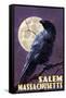 Salem, Massachusetts - Raven and Moon Purple Sky-Lantern Press-Framed Stretched Canvas