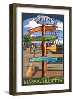 Salem, Massachusetts - Sign Destinations-Lantern Press-Framed Art Print