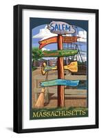 Salem, Massachusetts - Sign Destinations-Lantern Press-Framed Art Print