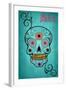 Salem, Massachusetts - Sugar Skull (Aqua Background)-Lantern Press-Framed Art Print