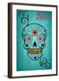 Salem, Massachusetts - Sugar Skull (Aqua Background)-Lantern Press-Framed Art Print